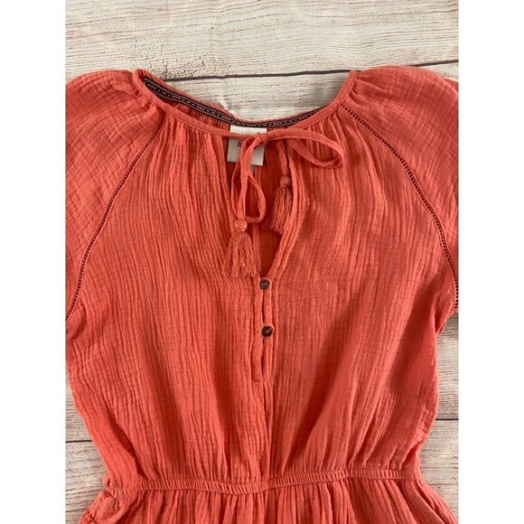Knox Rose Women's Casual Coral Bohemian Romper - Small - Picture 12 of 13